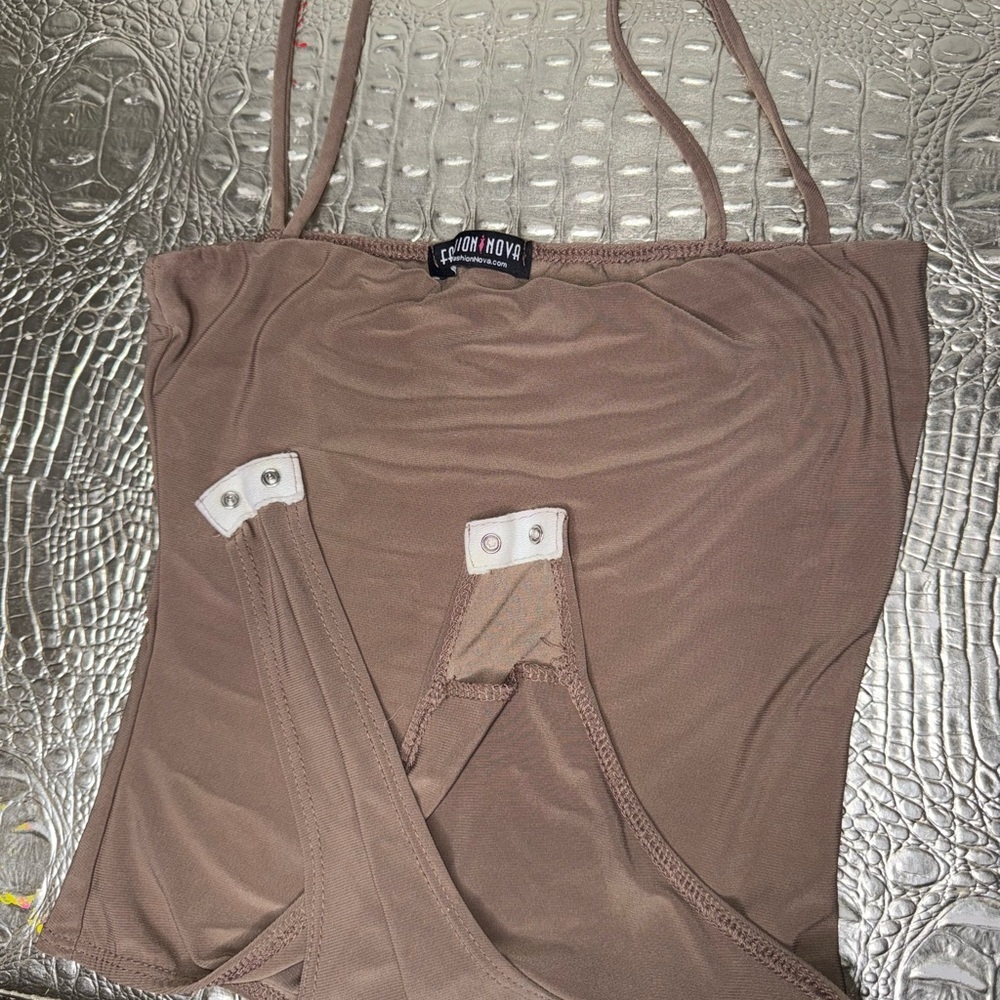Fashion Nova Taupe Spaghetti Strap Bodysuit - Size S - Picture 2 of 4